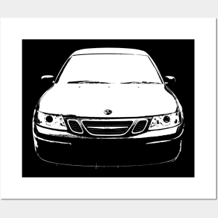 Saab 9-3 OG 1st generation classic car monoblock white Posters and Art